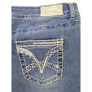 VGS Jeans Womens 12 Medium Wash Straight Leg Embroidered Back Pocket Denim Blue